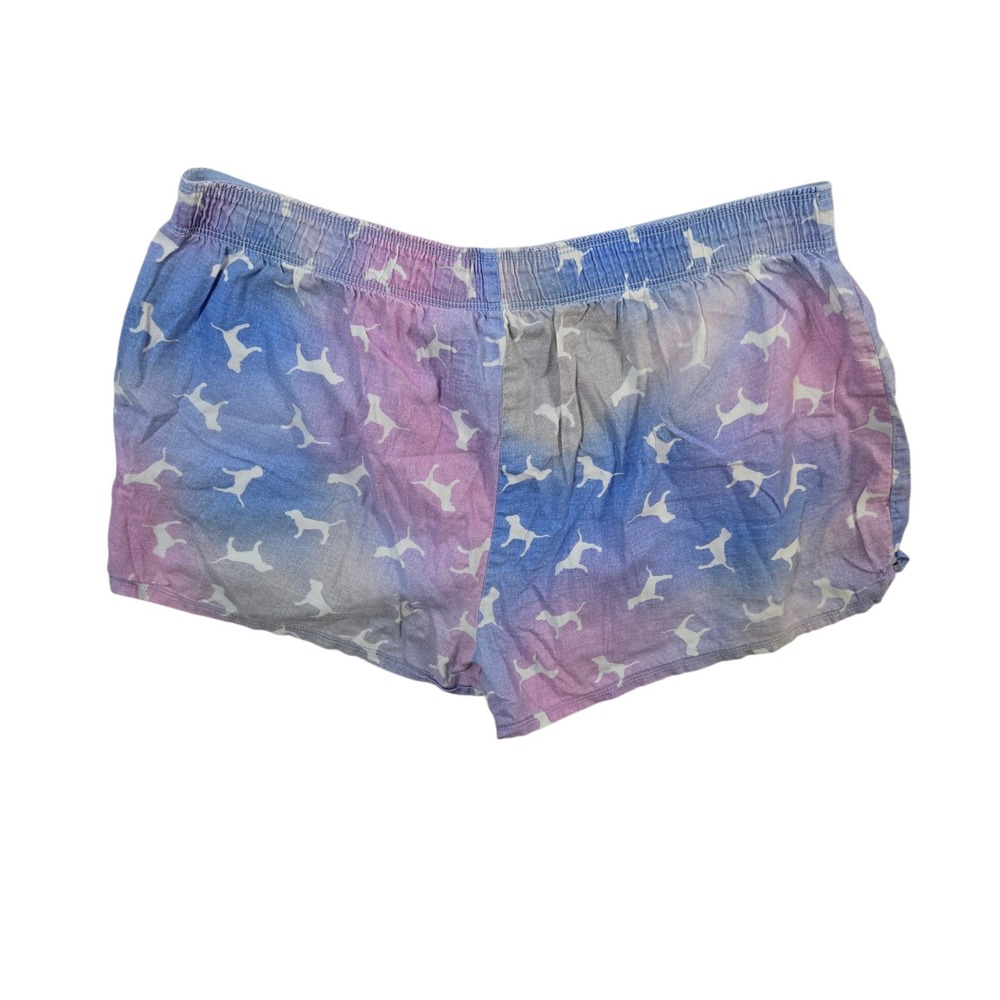 PINK Victoria's Secret Sleep Shorts Blue Purple Galaxy Dog Logo Print Medium